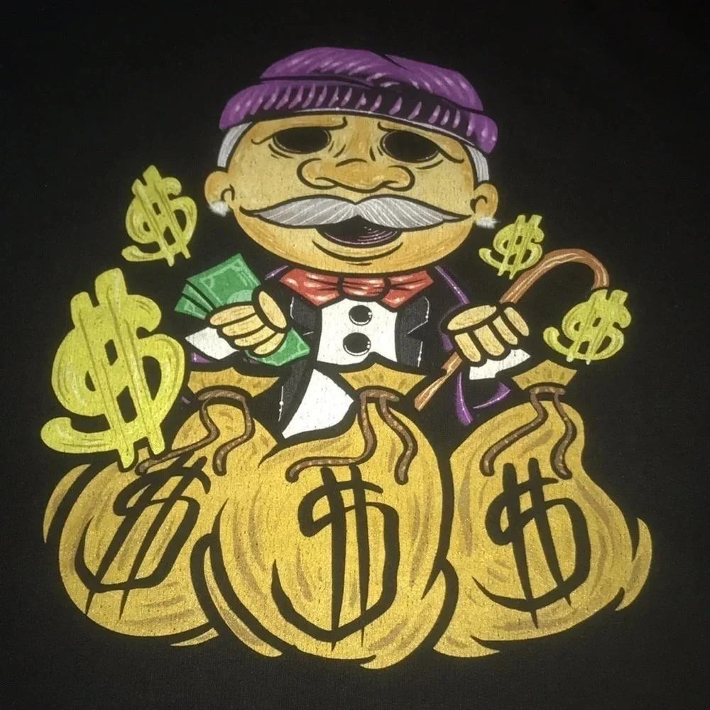 MONOPOLY Character Fully Loaded Hoodie Oversized Pouch Pocket small flaw Size M